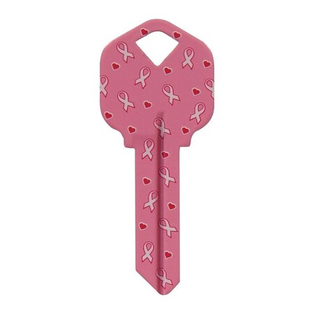 Breast Cancer Awareness Pink Ribbon House/Office Key Blank Single For Universal, 6PK